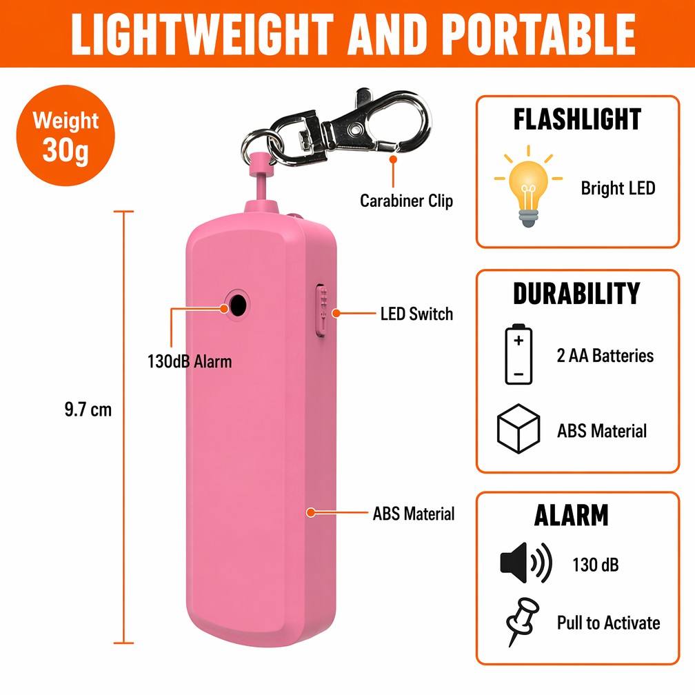 Alarme anti-loup portable 130  - Personal Alarm Keychain avis et prix